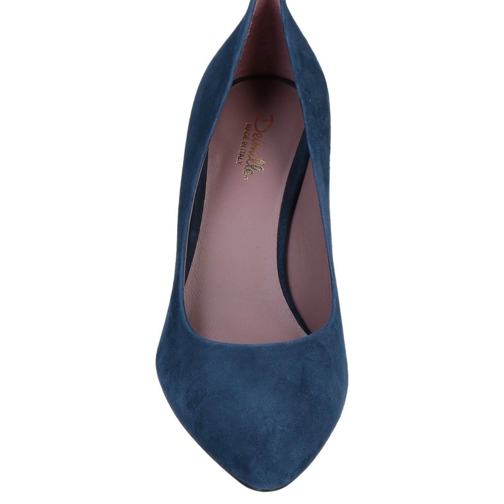 Deimille Italy Navy suede stacked heel Shoes Career Heels 38.5 us 8-8.5 $450